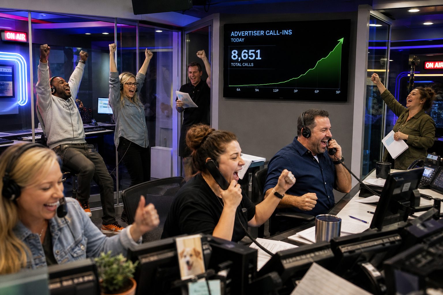 Local media studio phones lighting up — every lead answered