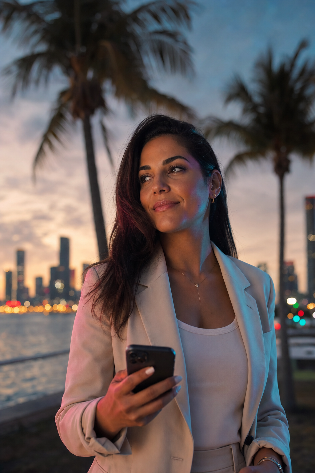 Operator reviewing booked calendar at dusk in Miami